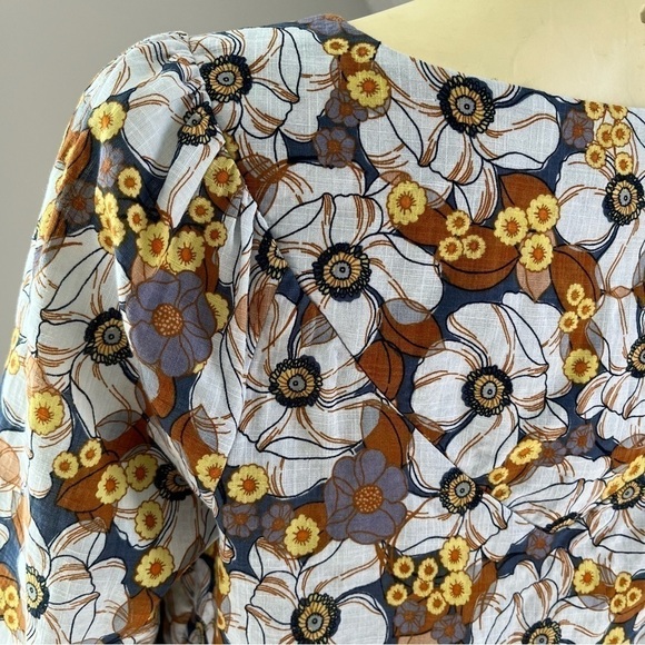 A.N.A A New Approach Women’s Floral Boho Blouse Gray Yellow Brown S - Picture 8 of 14